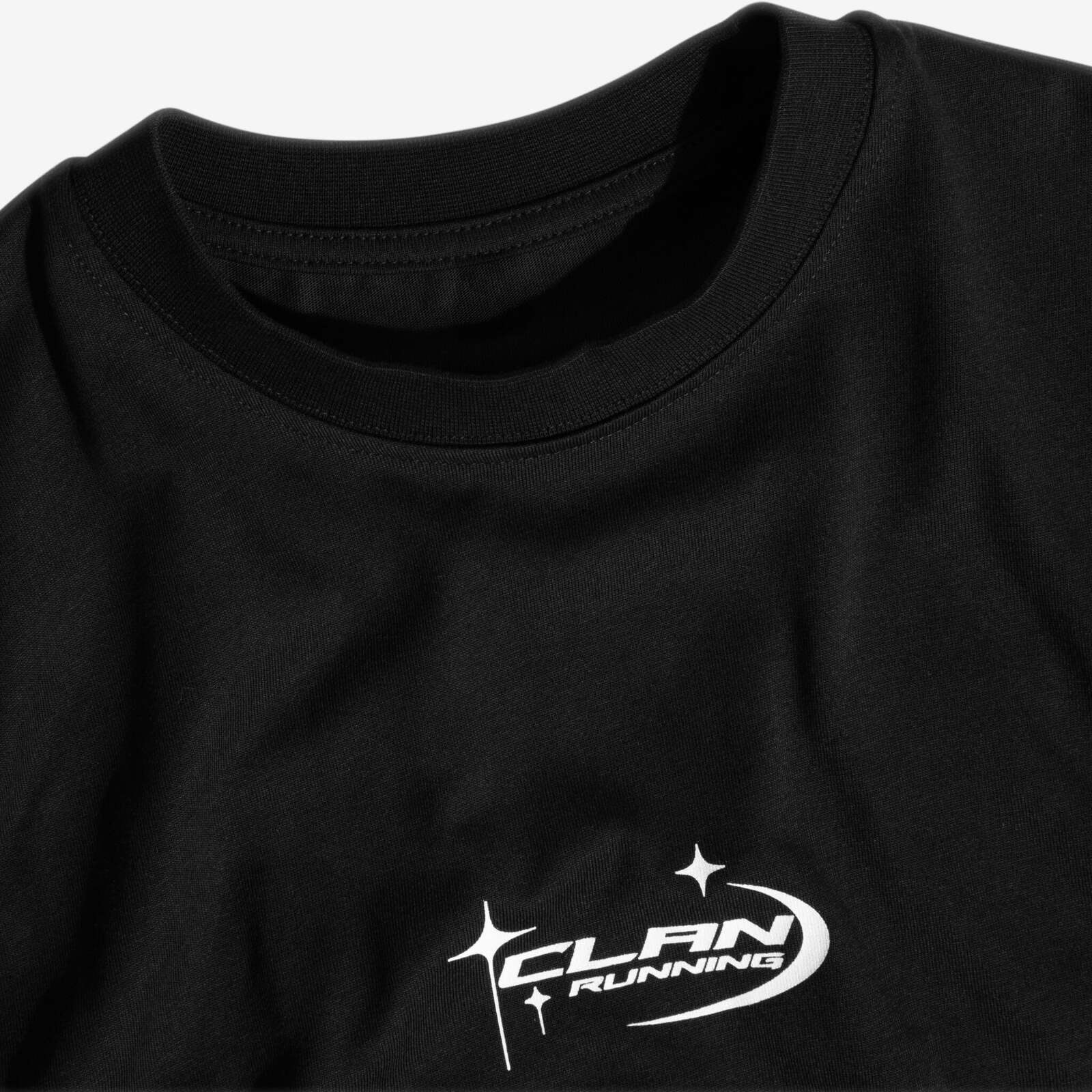 Clan Running black t-shirt - Premium fabric detail
