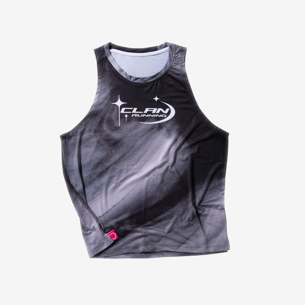 Clan Running dark grey race singlet - Front view product shot
