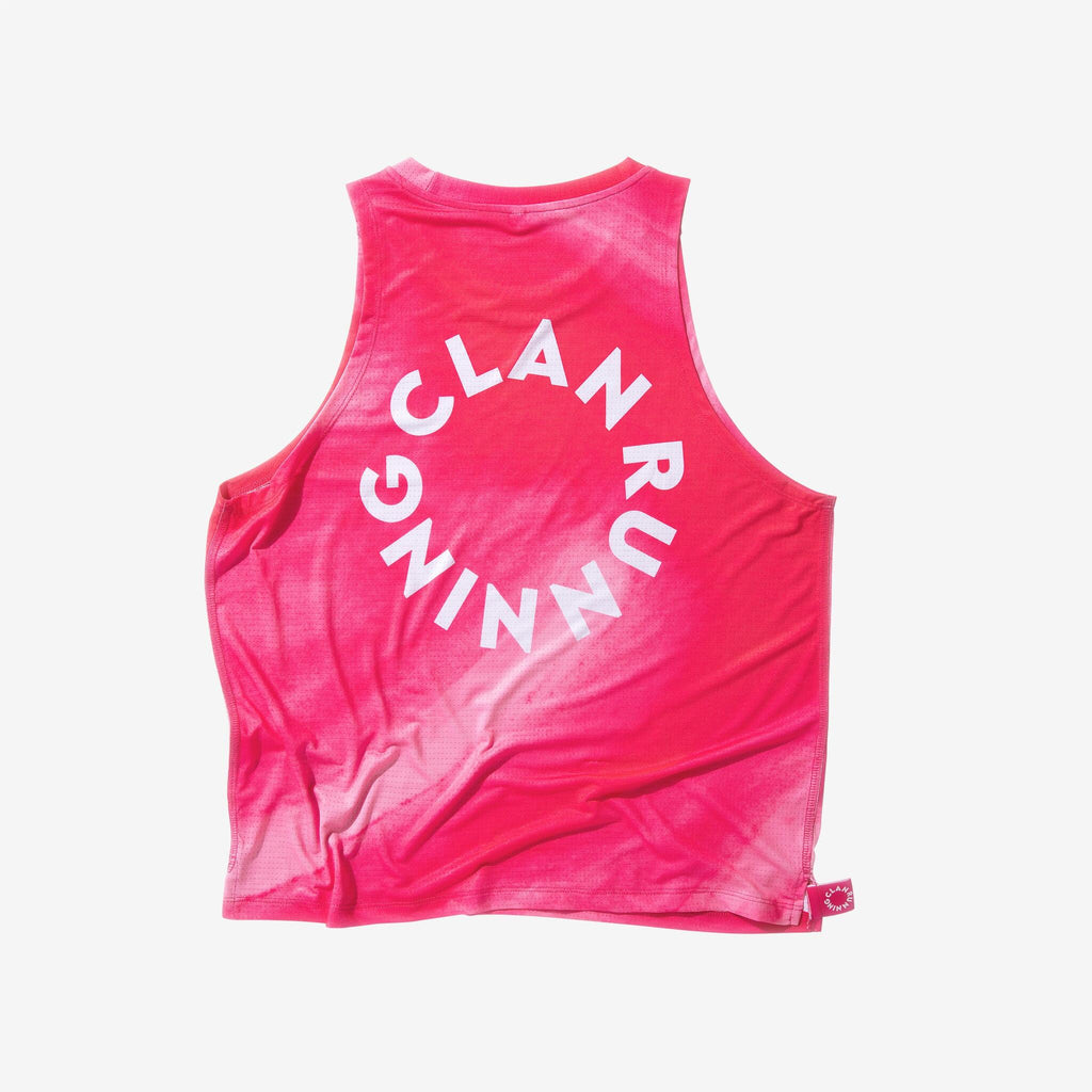 Clan Running pink race singlet - Back view with branding