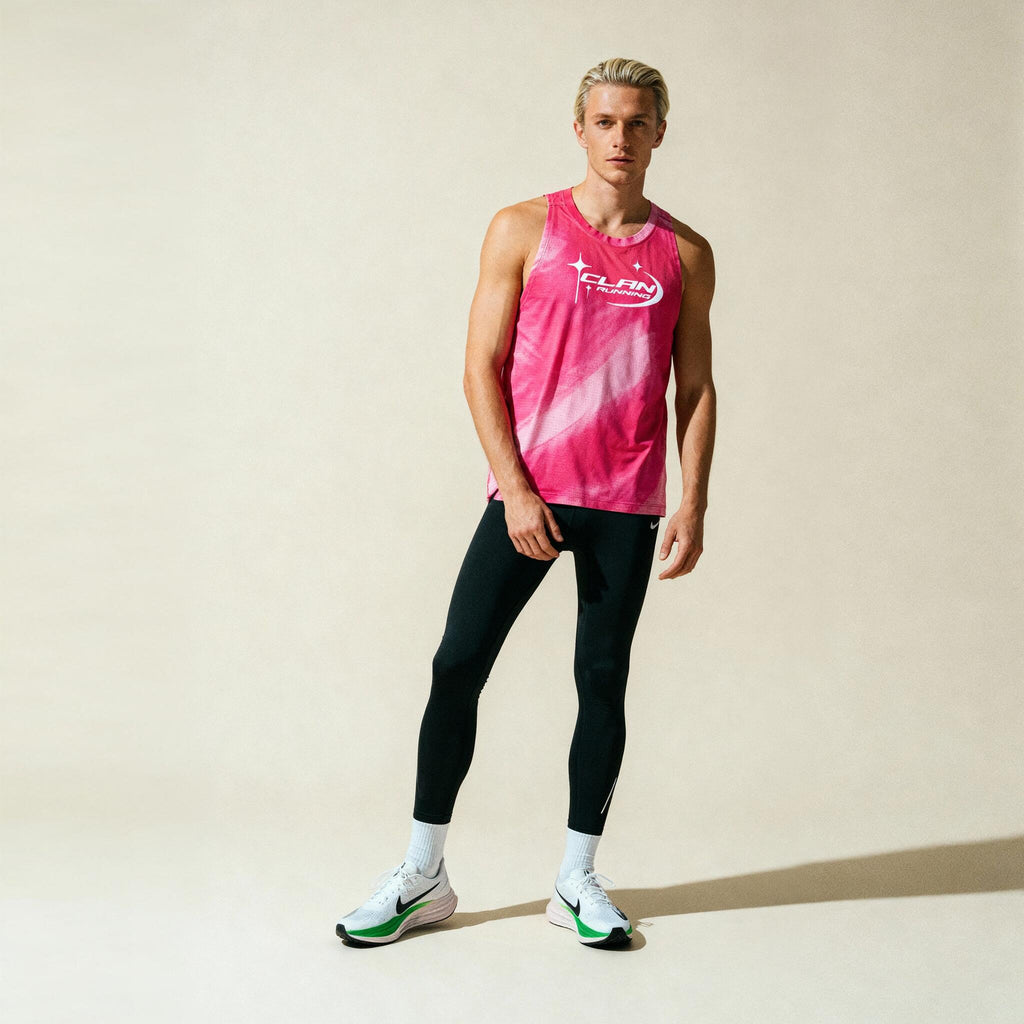 Clan Running pink race singlet - Performance fit on runner
